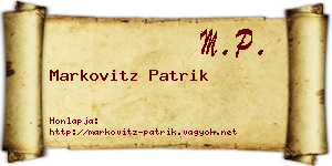 Markovitz Patrik névjegykártya
